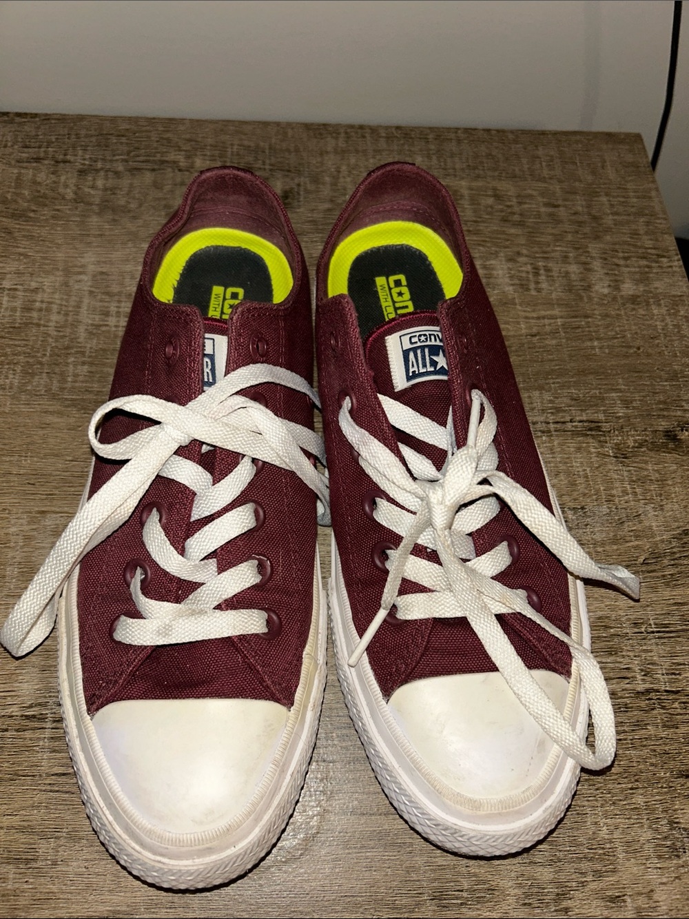 Converse Women’s Low Top Sneakers in Maroon and White